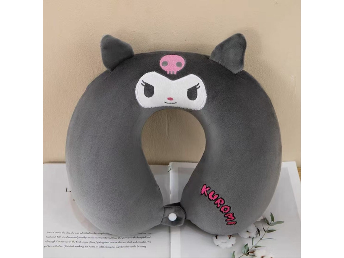 Almofada de Desenho Animado Formato U, Almofada Portátil para Avião, Pelúcia Curta AQUAFORGE