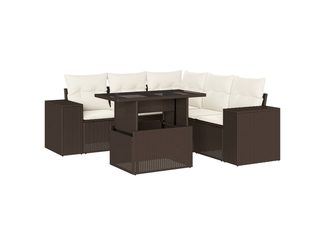 Conjunto de 6 Sofás Jardim com Almofadões Vime Pe Castanho MAISON EXCLUSIVE (80x200 cm)