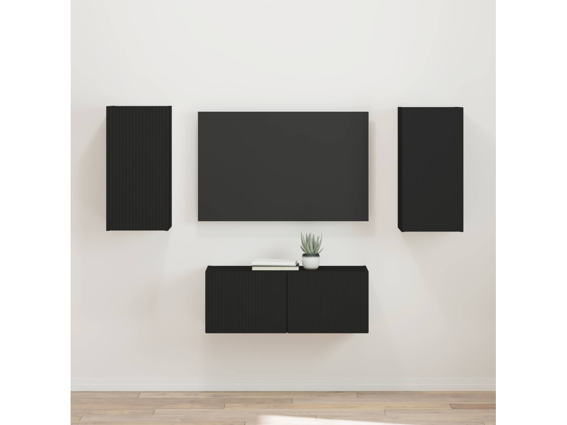 Vidaxl Conjunto De Móvel De Tv 2 Unid. Preto Derivados De Madeira