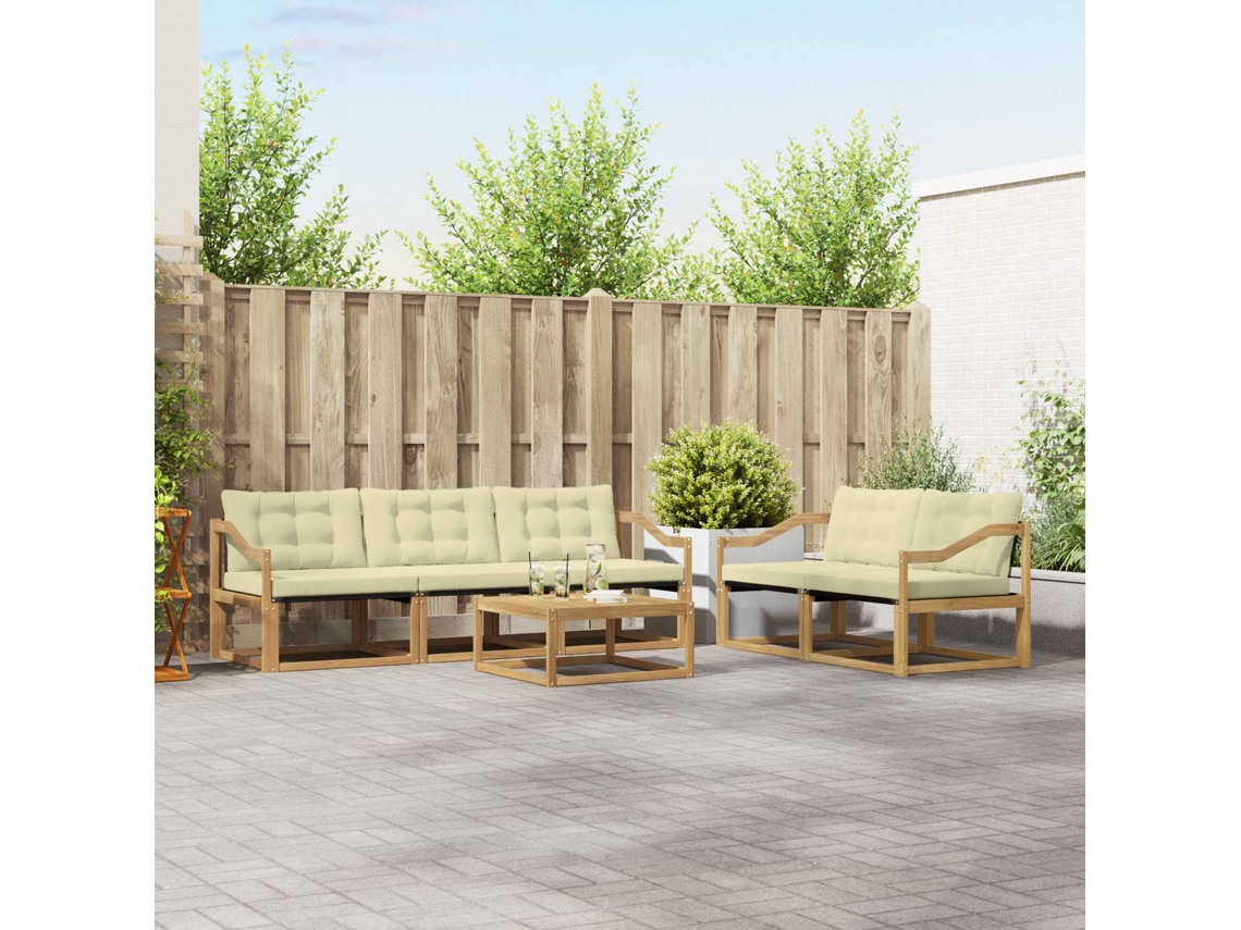 Vidaxl Conjunto De Sofás Para Exterior 6 Unid. Branco E Creme