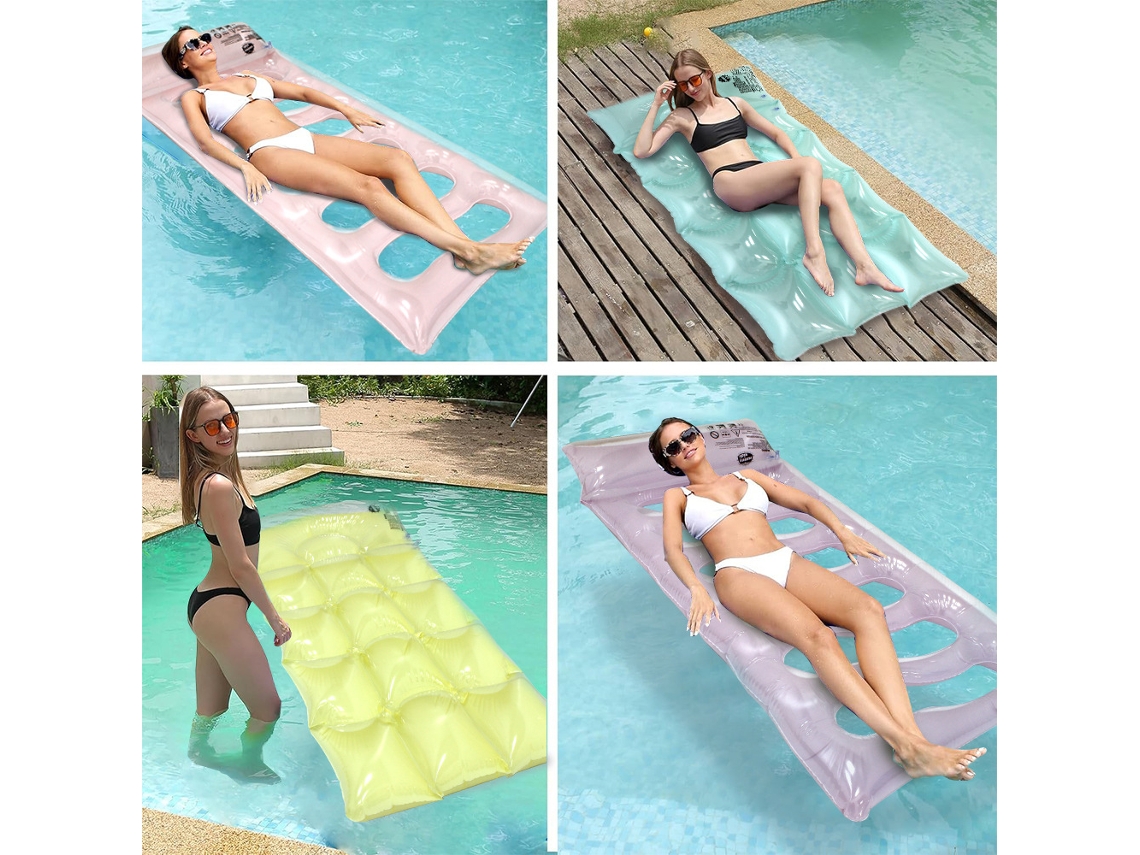 Bote Inflável Flutuante Estilo Onda, Transparente, Espreguiçadeira Flutuante, Cama Flutuante Espessa Para Piscina, Rede Flutuante.