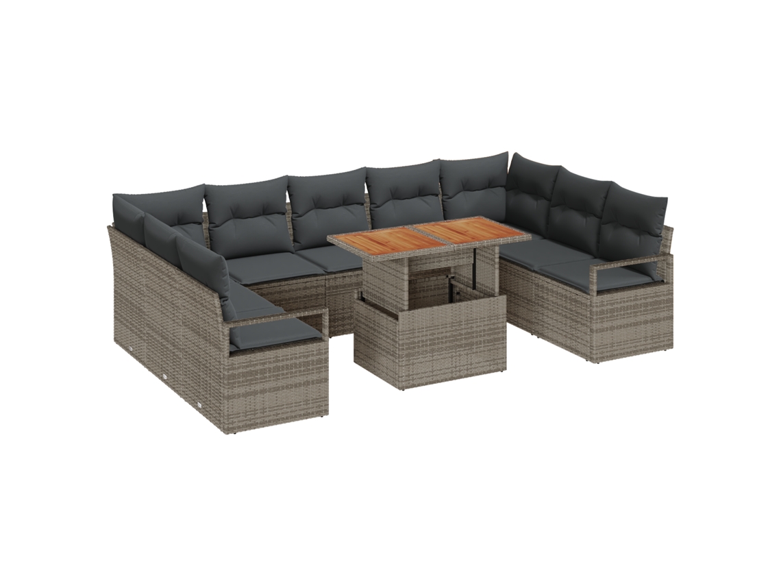 Conjunto 10 Conjunto De Sofás De Jardim Vidaxl Cinzento Vime Pe (100 X 55 X 73 Cm)