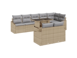 Conjunto 9 Conjunto De Sofá De Jardim Vidaxl Bege Vime Pe (55 X 55 X 37 Cm)