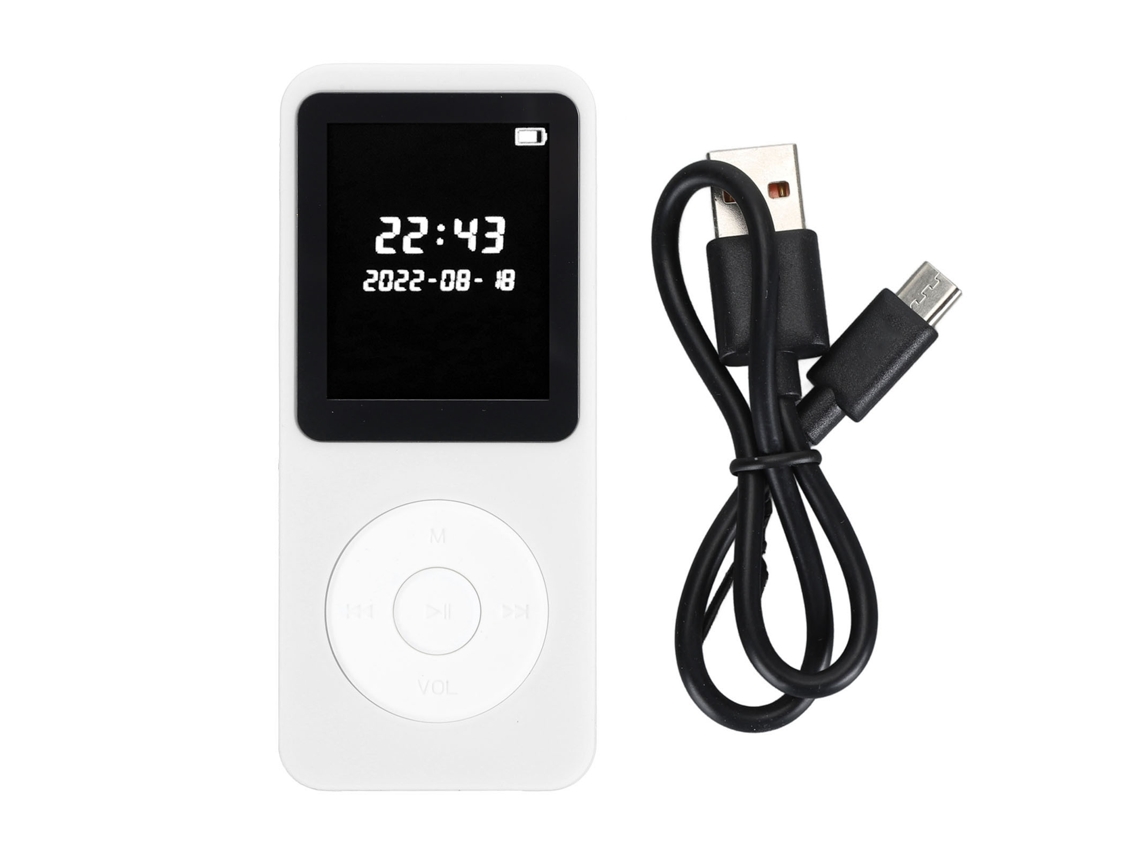Reprodutor De Música Mp3 Bluetooth 5.0 Tela Lcd 1.77in Alto-falante Hd Portátil Com Rádio Fm Gravador Branco