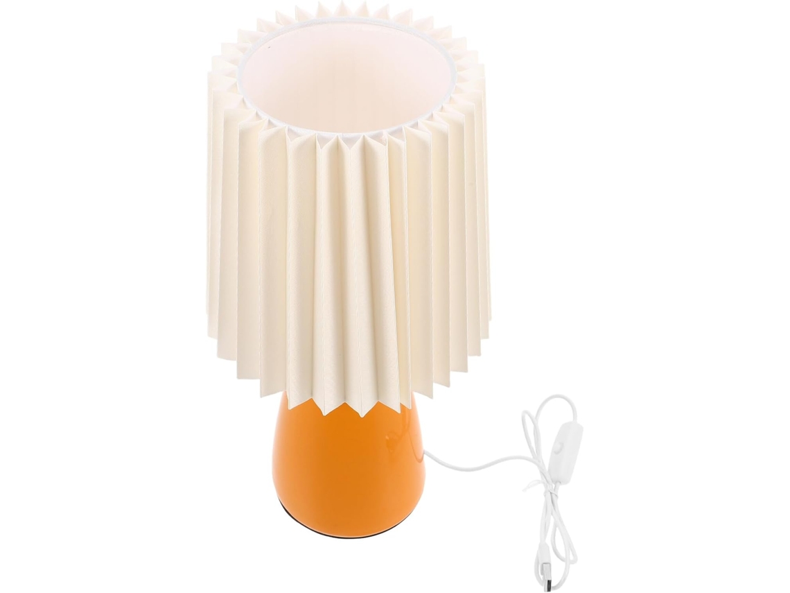 Abajur De Mesa Vintage Pretyzoom Em Cerâmica Plissada, Laranja, 3w, Com Controle Remoto, Intensidade Ajustável, Timer