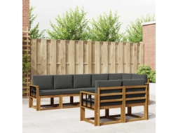 Vidaxl Conjunto De Sofás Para Exterior 8 Pcs Natural E Antracite