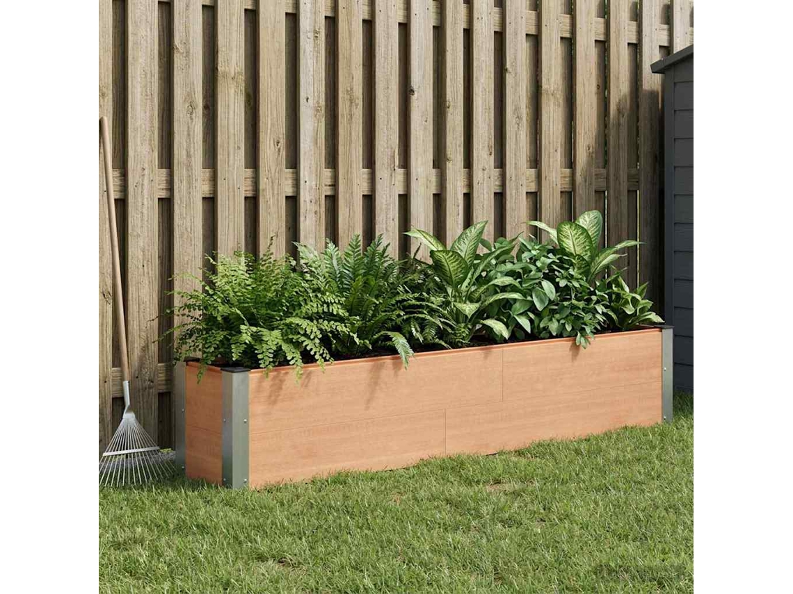 Vidaxl Canteiro De Jardim Elevado Castanho 200 X 30 X 36 Cm