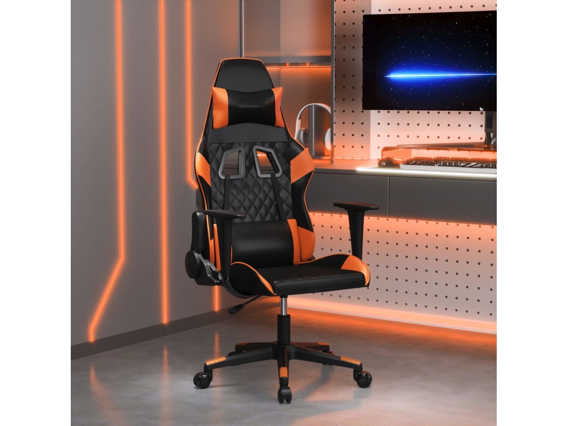 Vidaxl Cadeira Gaming Couro Artificial Preto E Laranja