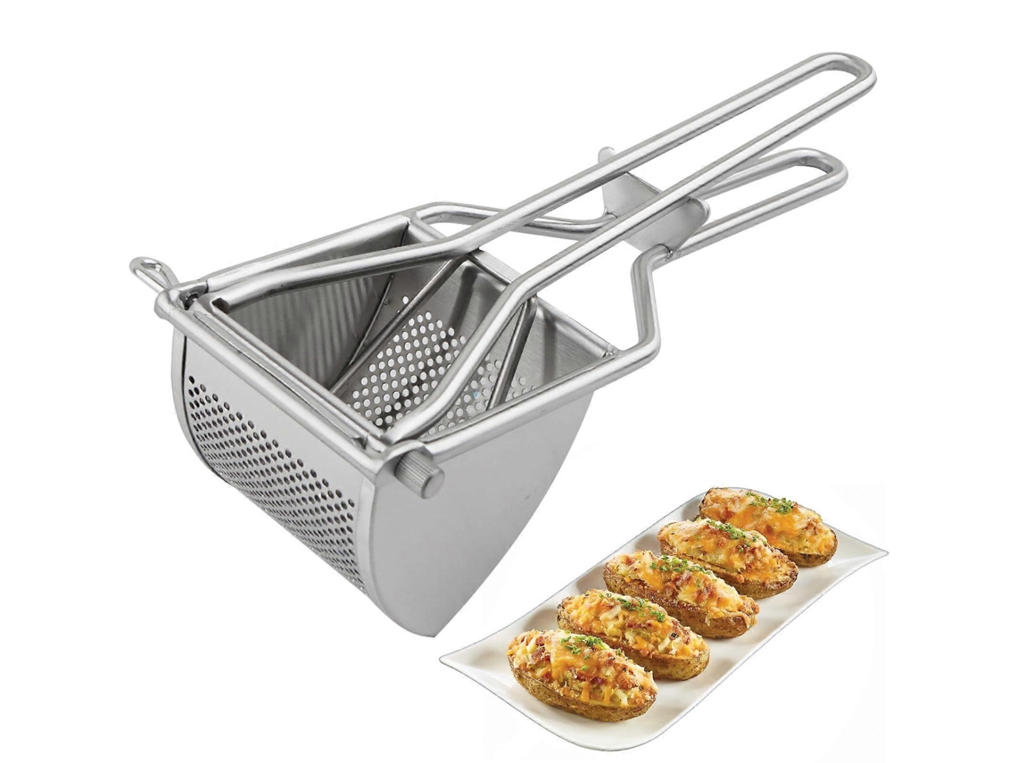 Espremedor De Batatas Robusto Em Aço Inoxidável Com Cabo Ergonômico E Macio, Ideal Para Purê De Batatas E Papinhas De Bebê.
