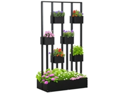 Módulo para plantas com design modular, estrutura vertical, madeira natural e preto, 90x45x170cm BTFORUS