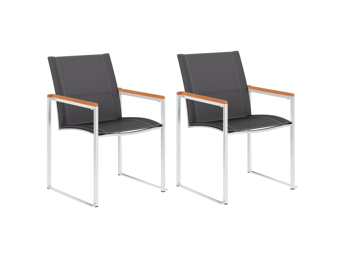 Cadeiras De Jardim 2 Pcs Textilene E Aço Inoxidável Cinza Dkd Home Decor