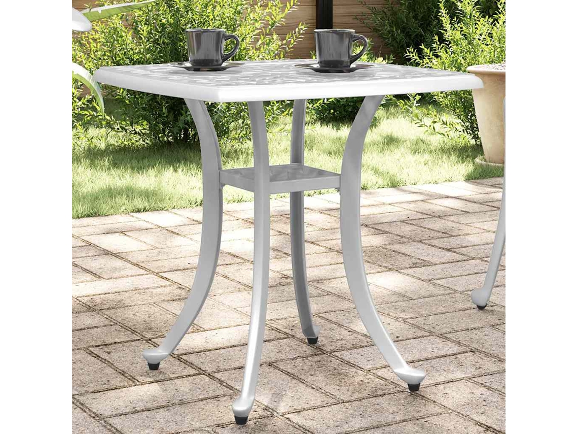 Vidaxl Mesa De Jardim 53x53x53 Cm Alumínio Fundido Branco