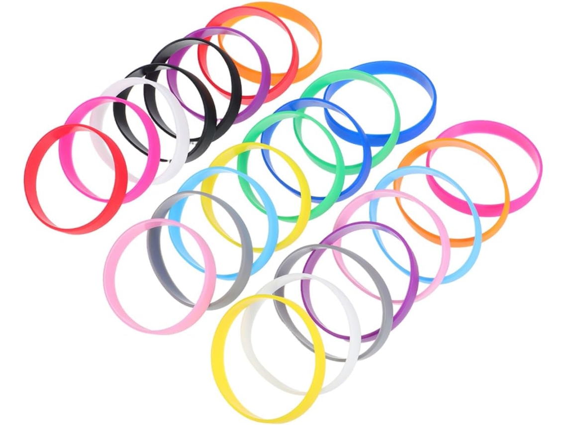 Conjunto Uonlytech com 48 pulseiras de silicone resistentes para grupos e equipes, acessórios flexíveis para adultos e festas.