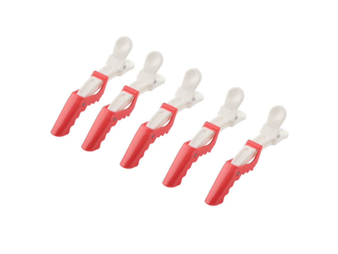 2026 5pcs Pinzas de Pelo para Salón Clips de Peinado Herramientas de Estilismo Prong Rojo