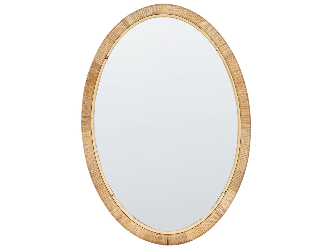 Espelho oval com moldura em rattan BELIANI Foissy de Rattan/vime Natural 50x2x70