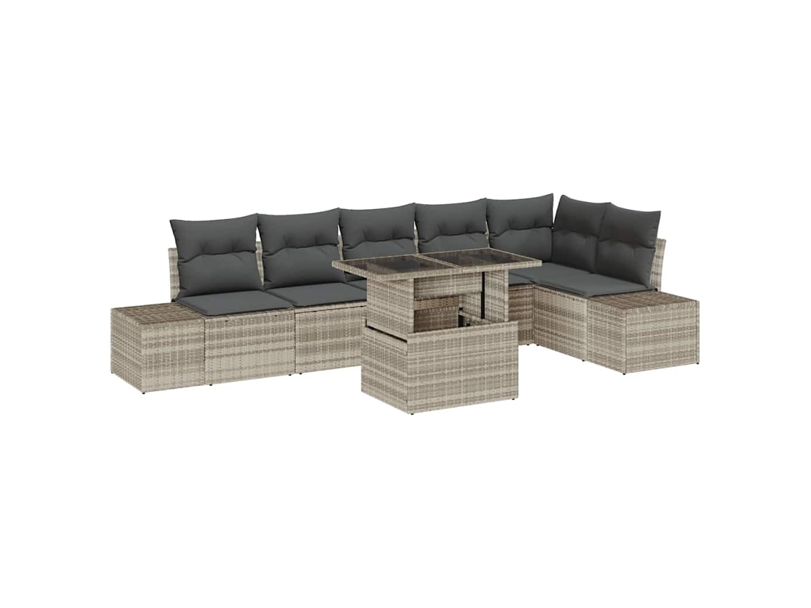 Maison Exclusive - Conjunto De Sofá De Jardim 7 Pcs Cinzento-claro Vime Pe