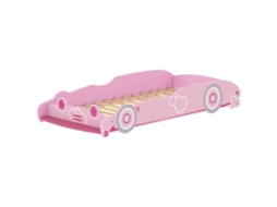 Cama Infantil 70x140 Com Grade E Carro Rosa