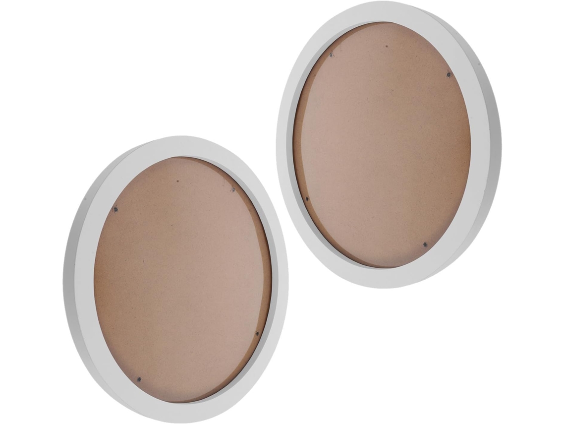 Conjunto De 2 Molduras De Parede Redondas Modernas De 8 Polegadas Em Mdf Branco