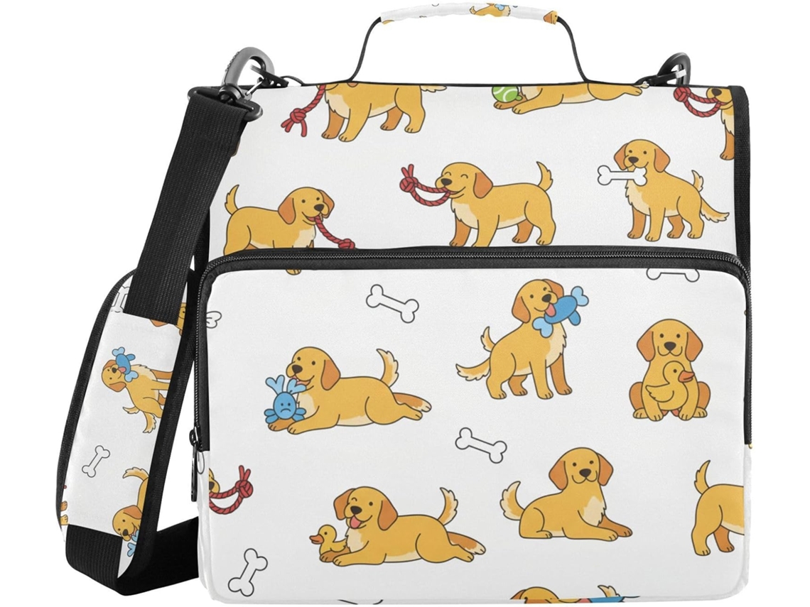 Pasta para Gold Retriever reforçada com 3 argolas e zíper, 8 cm (1,5 pol.), altura do ombro, inclui pasta com bolsa com zíper.