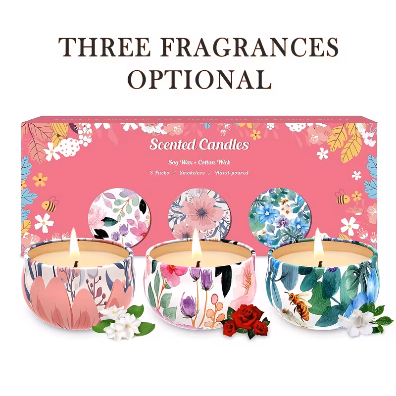 Conjunto De Presente Country Nº 2 Rosa, Jasmim E Magnólia Velas Florais Luxuosas E Românticas Rosae