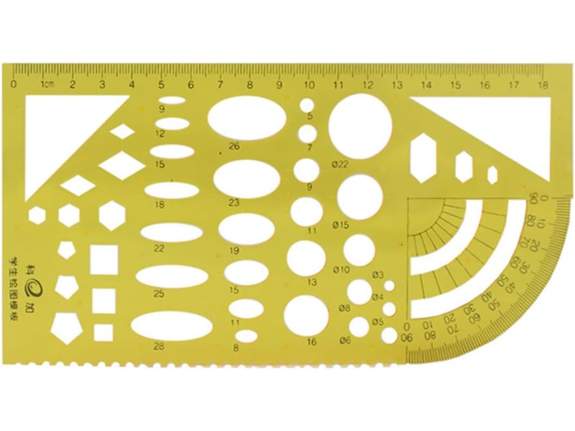 Conjunto de 5 Estênceis Circulares Transparentes de Plástico para Desenho em Transparente, Plástico CHABERLU