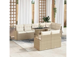 Vidaxl Conjunto De Sofá De Jardim 9 Unid. Bege Rattan Sintético