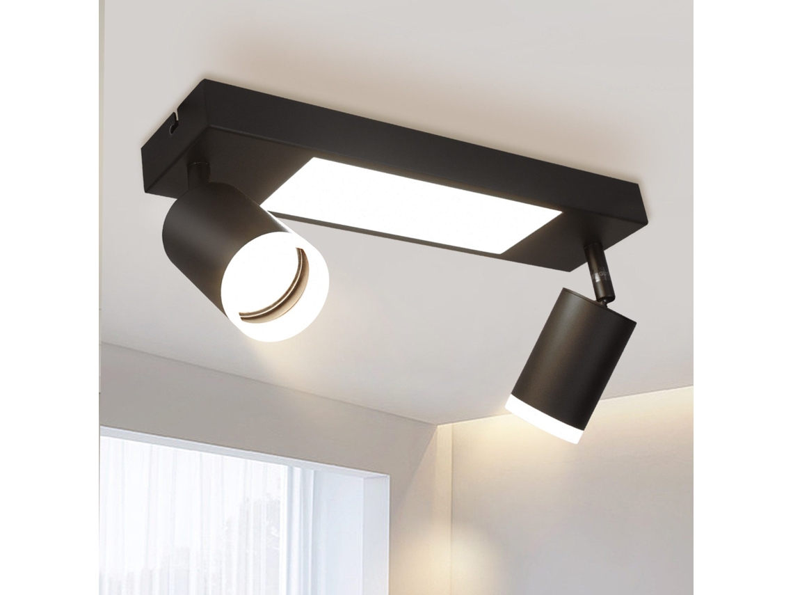Holofote De Tecto 2 Lâmpadas Gu10 Quarto 3000k 20w Cozinha Preto Branco Quente Metal Ajustável Para Nettlife