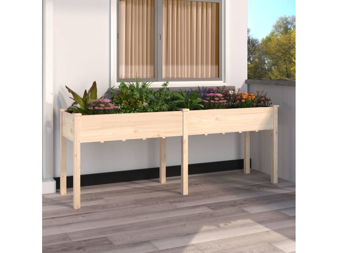Vidaxl Vaso/floreira C/ Forro 203x53x76 Cm Madeira De Abeto Maciça