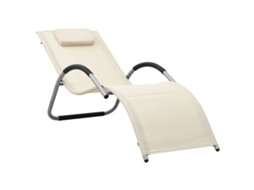 Espreguiçadeira Chaise Longue Textilene Cor Creme e Cinzento
