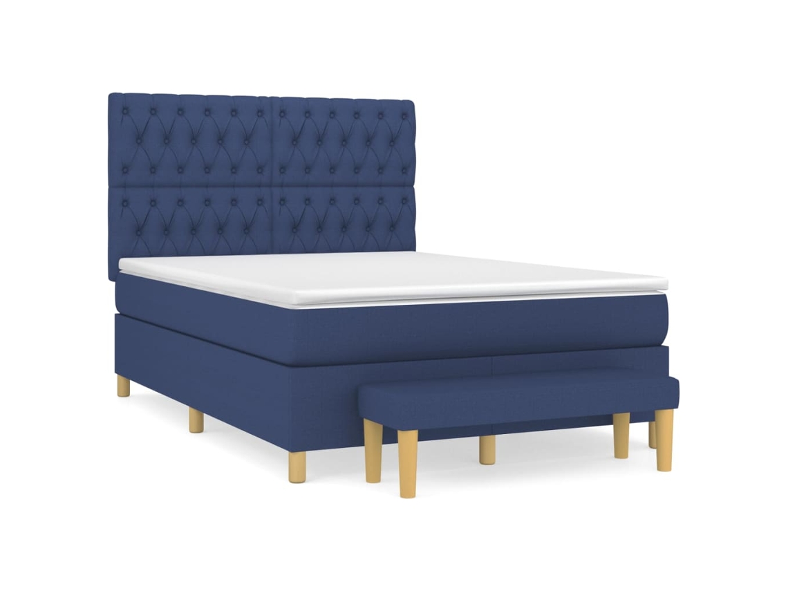 Cama com Molas/colchão 140x200 Cm Tecido Azul MAISON EXCLUSIVE