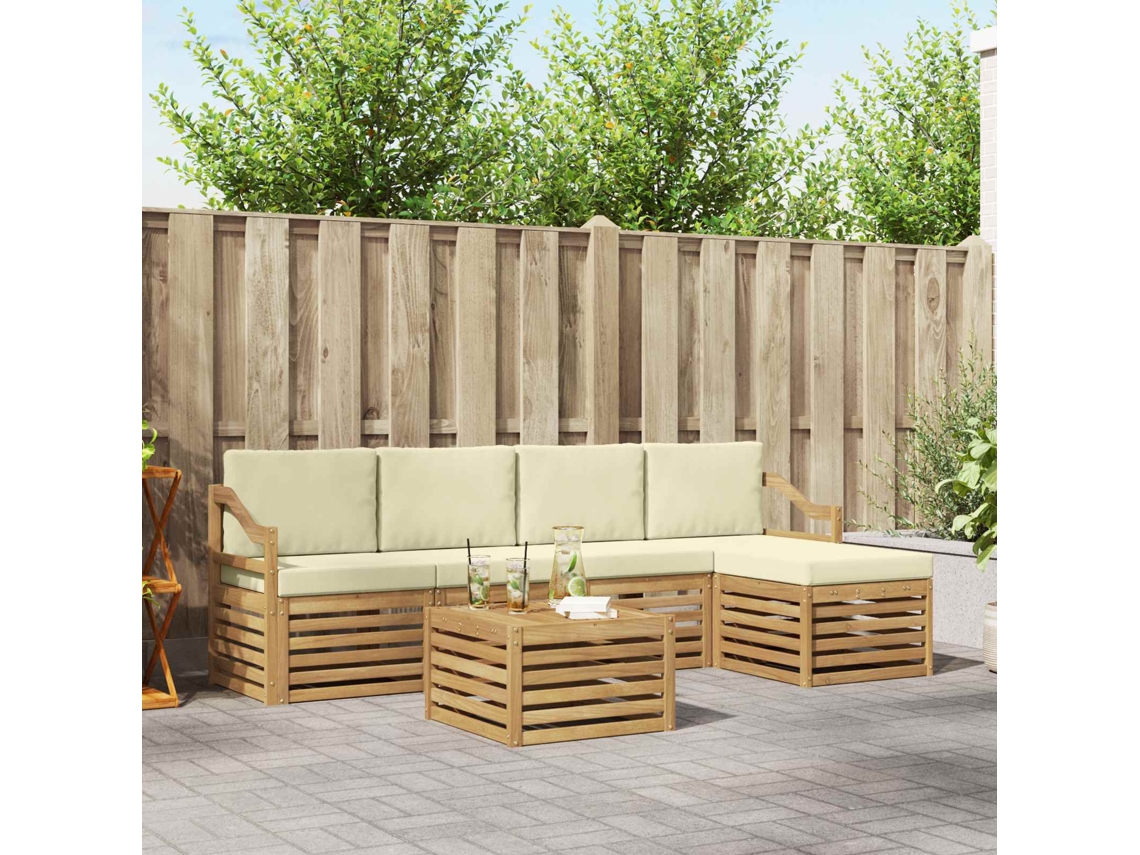 Vidaxl Conjunto De Sofás Para Exterior 6 Unid. Branco E Creme