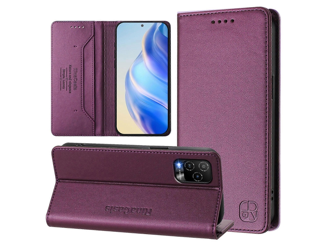 Capa De Couro Para Celular Rc01 Com Dupla Dobra Magnética E Rfid