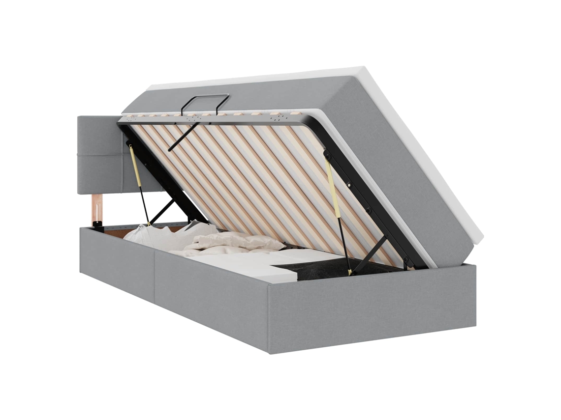 SYFAX™ Cama de Armazenamento Led com Colchão Cinzento claro