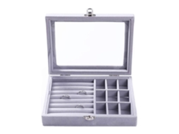 Caixa De Jóias Organizador Cinza 20x15x4,5cm