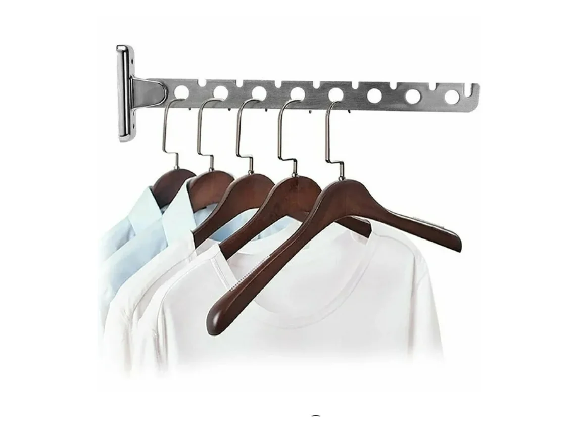 MEOIRUERY Cabide Para Roupas Com Ganchos Giratórios, Cabide De Parede Dobrável Multiuso Em Aço Inoxidável, Sistema De Montagem Em Parede Para Armazenamento Anti