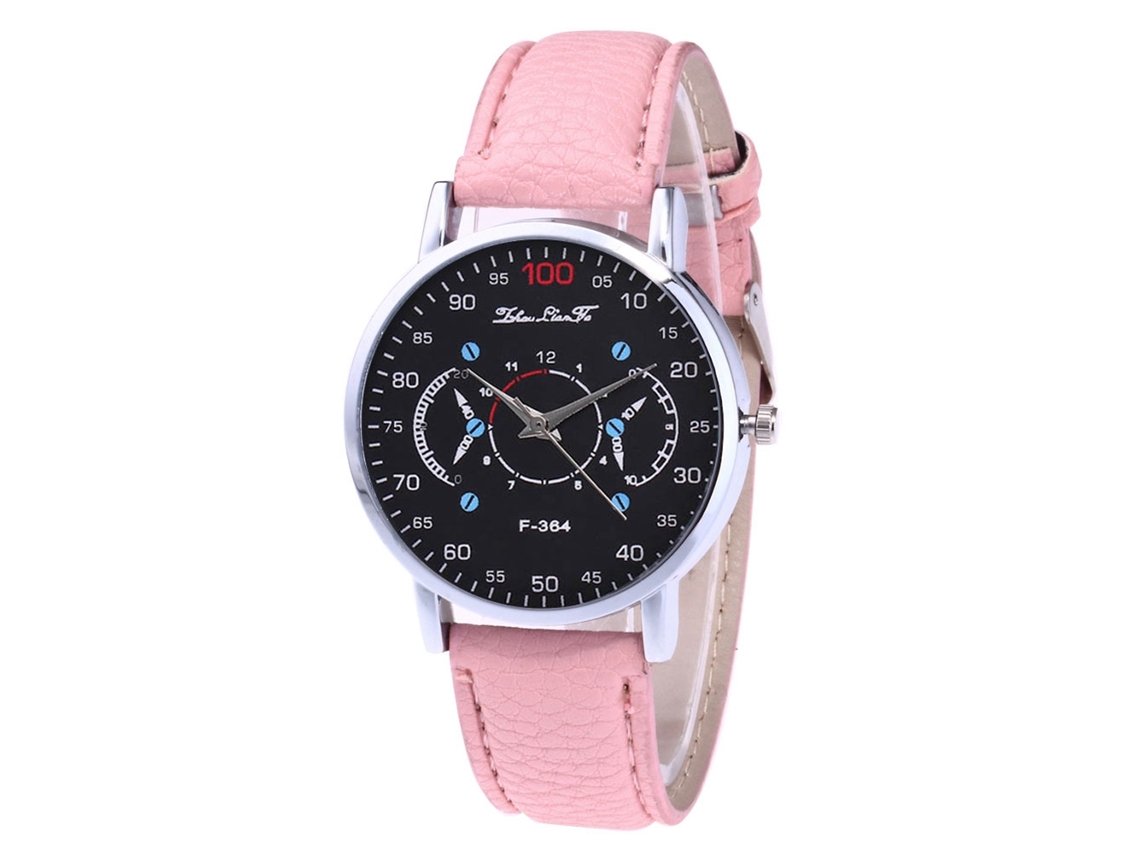 Reloj De Cuarzo Casual Unisex Con Correa De Cuero Pu Color Rosa