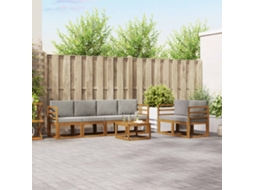 Vidaxl Conjunto De Sofás Para Exterior 7 Pcs Cinza Natural E Claro