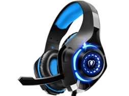 Fone de ouvido Bluetooth para jogos, compatível com PS4, PS5, Xbox One e PC, com interruptor de microfone e cancelamento de ruído.