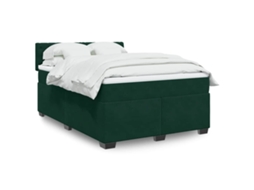 Vidaxl Cama Com Molas/colchão 140x200 Cm Veludo Verde-escuro