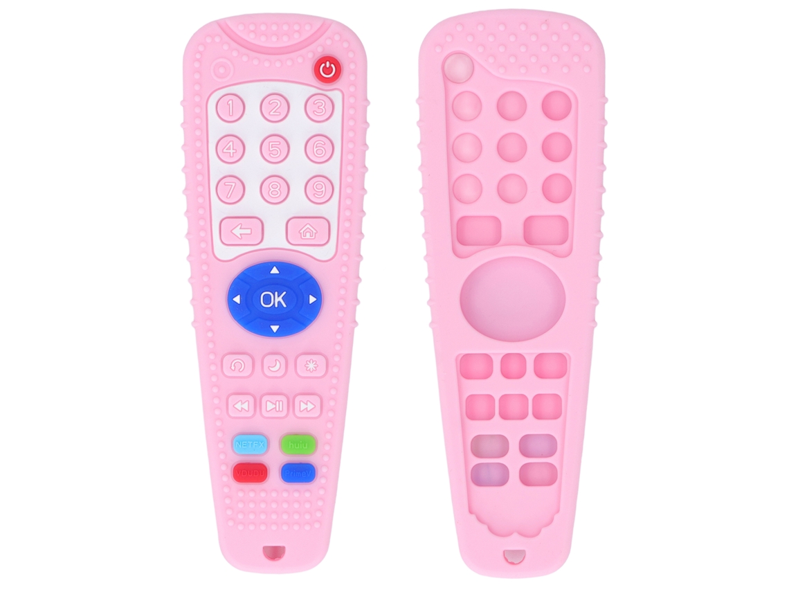 Brinquedo Chupeta Controle Remoto Silicone Macio Com Botões Variados Para Bebê Rosa