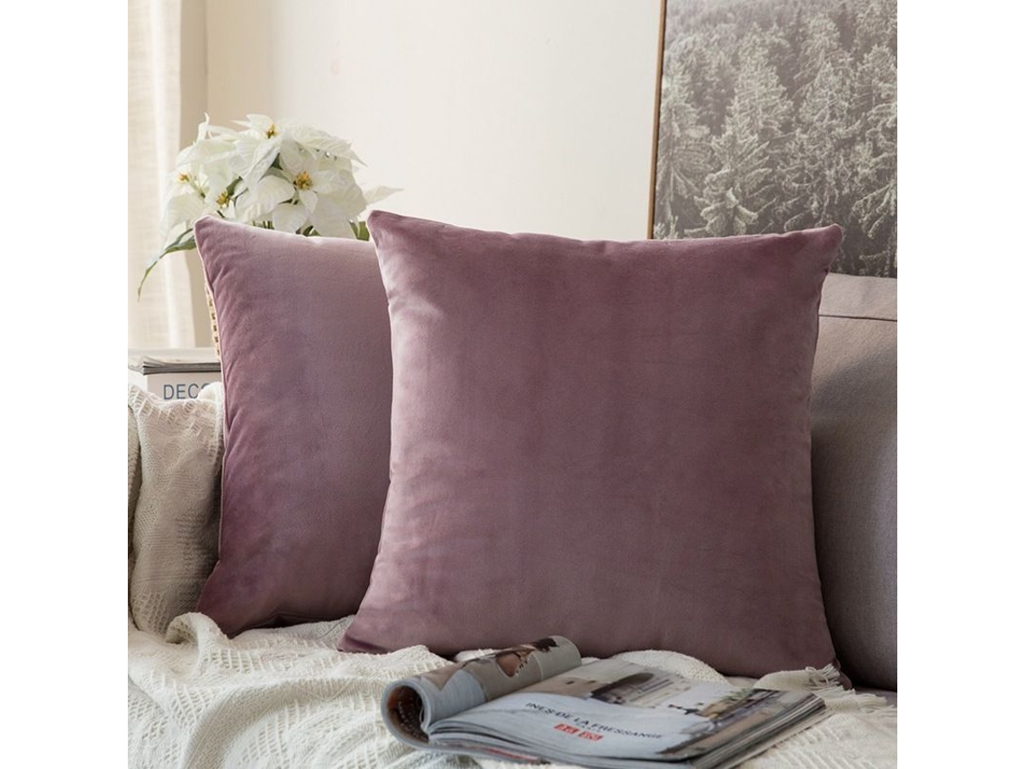 2026-2 Fundas De Almofada Decorativas Quadradas Suaves De Terciopelo 45x45 Cm Roxo Taro Sem Recheio