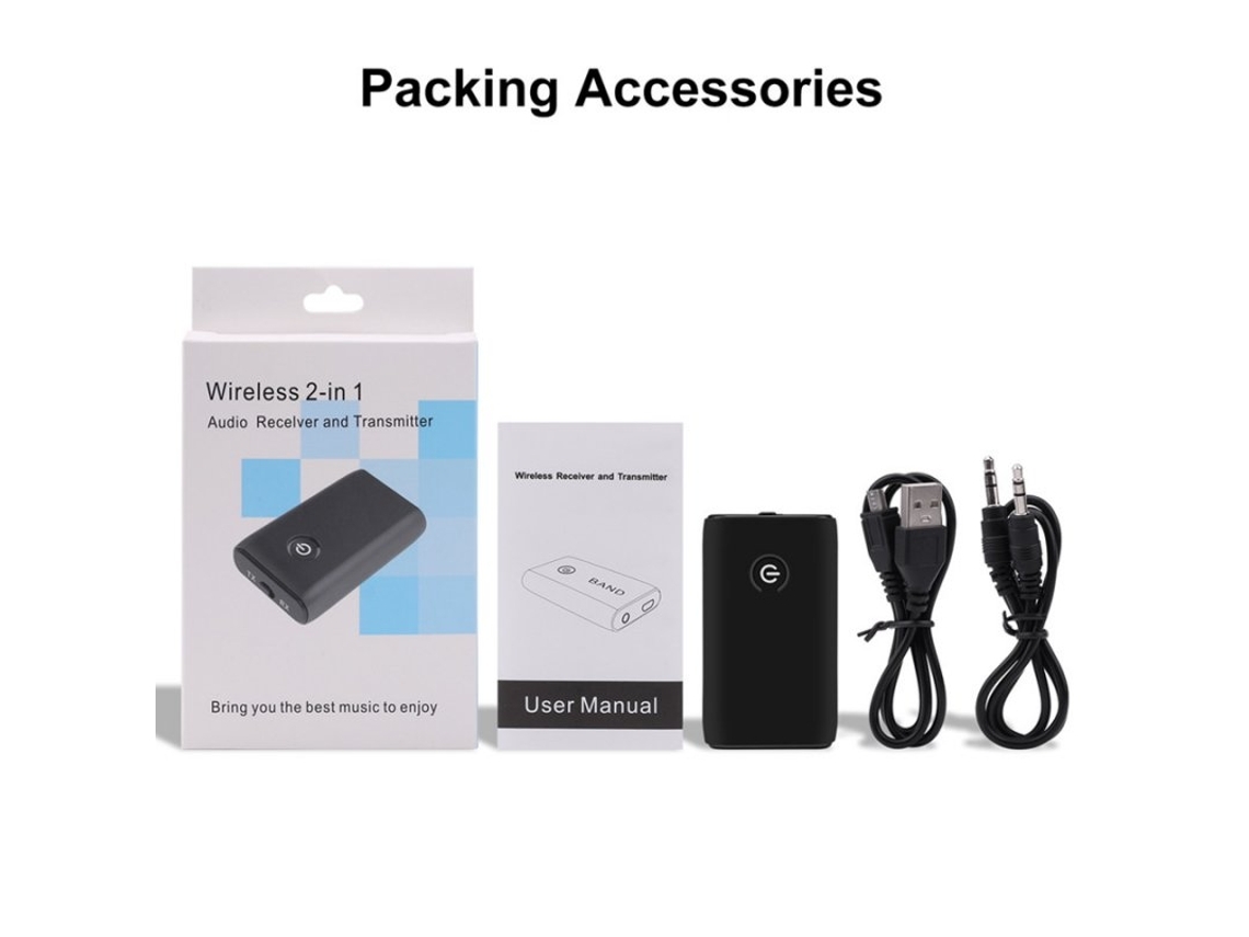 Combinação De Transmissor E Receptor Bluetooth 2 Em 1 Para Alto-falantes De Tv De Computador Preto*