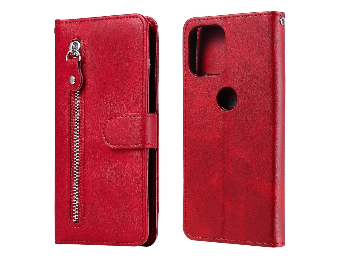 Capa De Couro Texturizada Para Motorola Moto G100 / Edge S, Com Zíper, Abertura Horizontal, Suporte, Compartimentos Para Cartões E Carteira.