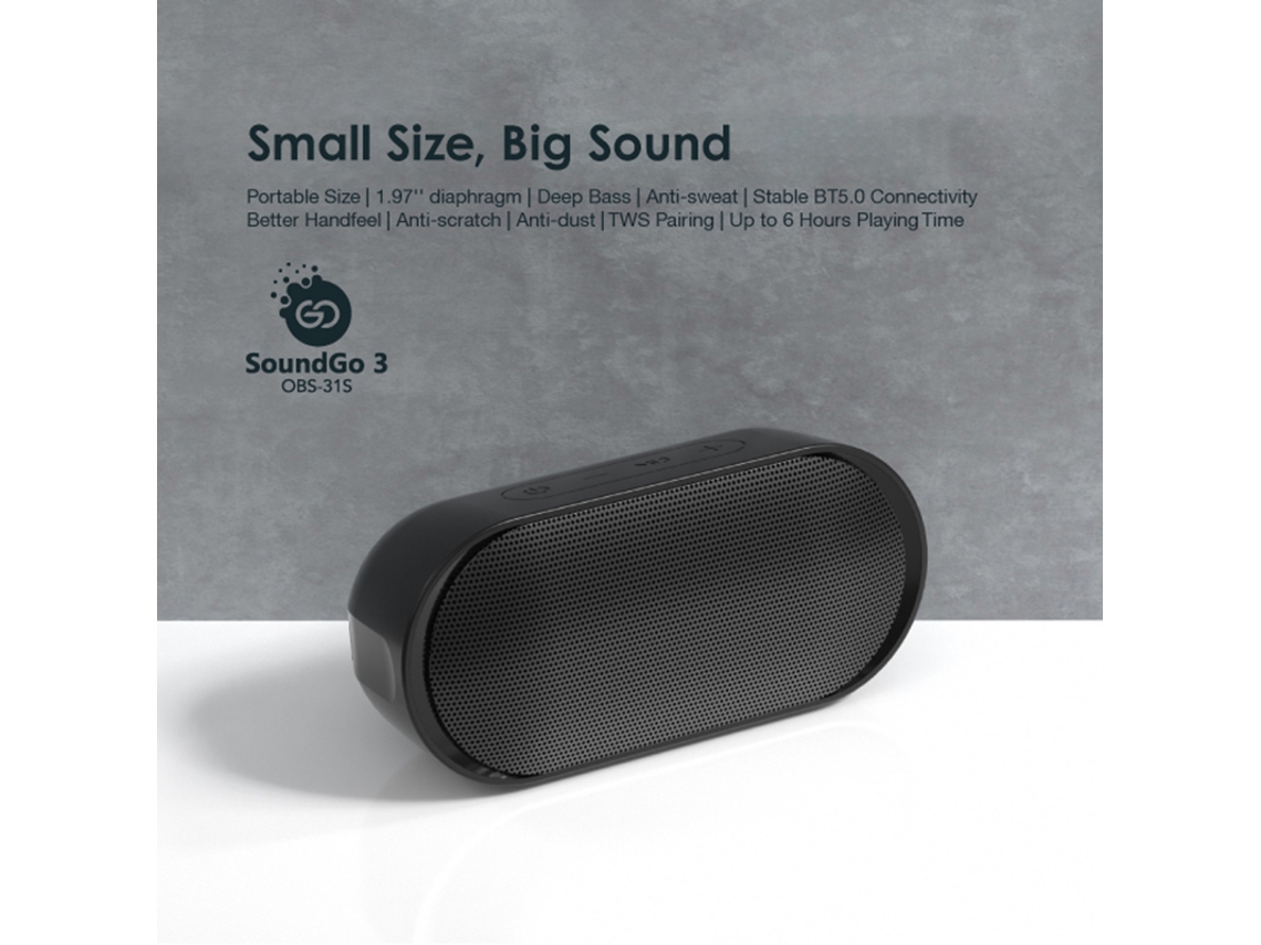 Aetheria altavoz Wireless Oraimo Obs 31s Ultra portátil Estéreo Bt com Design Retro Preto