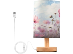 Luminária de cabeceira LED com portas USB, mesa de leitura para quarto, cúpula Tído e base Madeira, escrivaninha para quarto.