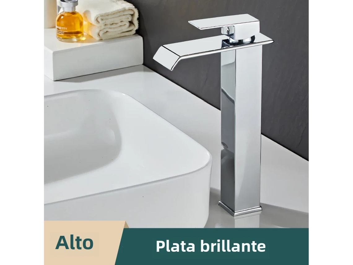 Torneira Moderna de Aço Inoxidável para Água Quente e Fria com Alavanca Única MDUG (estilo B Prateado Longa)