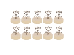10 Peças Portanúmeros De Mesa Com Base De Madeira Estilo Flor Para Festa Boda Tarjetas Nome Clip