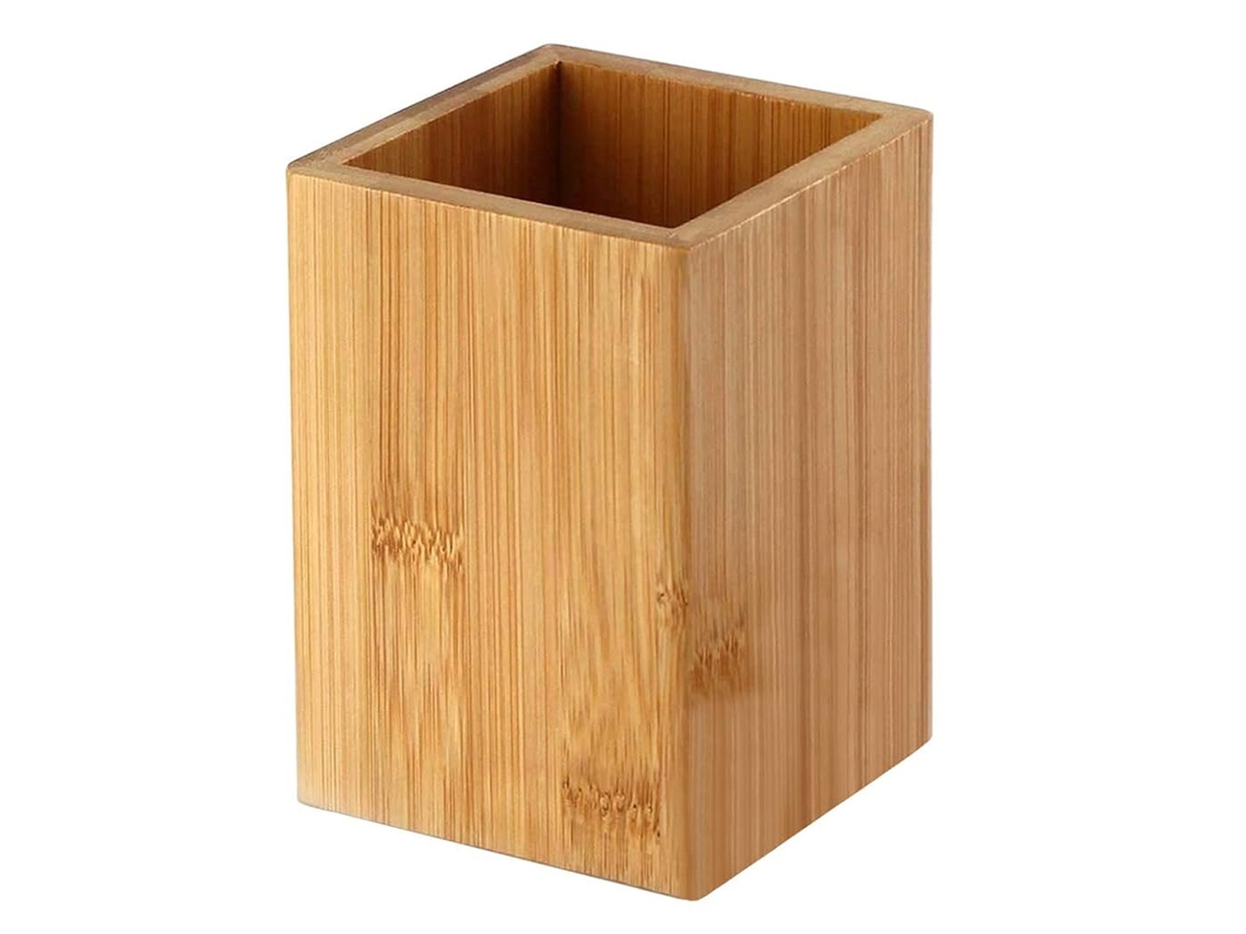 Organizador de Mesa em Material Renovável, Porta, Canetas em Madeira de Bambu com Construção Sustentável para Escritório e Casa BRILVIBERA