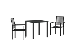 Conjunto de Jantar para Jardim 3 Pcs - Móveis de Jardim para Refeição Preto Aço Revestido a Pó HARLANV1