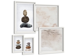 Galeria De Pinturas Murais Padrões De Formas Abstratas Moldura Branca Fotos Para O Escritório Espelharte (conjunto De 5 Imagens)